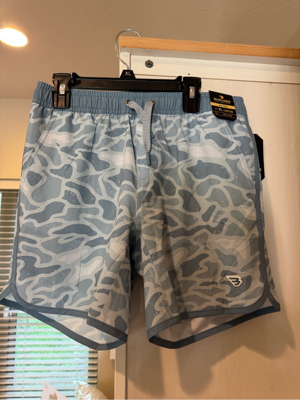 Burlebo boys Blue Camo Swim Trunks